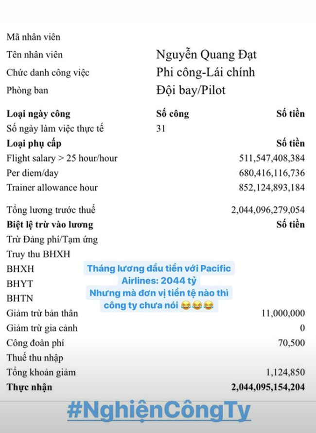 Sau sự cố nam phi công trẻ nhất Việt Nam 'được' chuyển nhầm lương hơn 2044 tỷ đồng, dân tình nhẩm tính nếu trả hết tiền thừa thì 'lương anh vẫn còn cao chán!' - 1 Sau sự cố nam phi công trẻ nhất Việt Nam 'được' chuyển nhầm lương hơn 2044 tỷ đồng, dân tình nhẩm tính nếu trả hết tiền thừa thì 'lương anh vẫn còn cao chán!' - 1