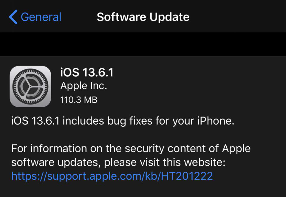 Apple phát hành iOS 13.6.1: Khắc phục lỗi màn hình xanh trên iPhone và lỗi đầy bộ nhớ Apple phát hành iOS 13.6.1: Khắc phục lỗi màn hình xanh trên iPhone và lỗi đầy bộ nhớ