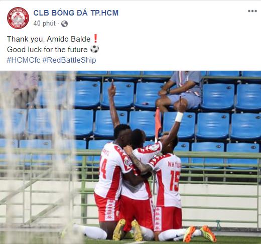 CLB TPHCM chính thức chia tay tiền đạo Amido Balde CLB TPHCM chính thức chia tay tiền đạo Amido Balde