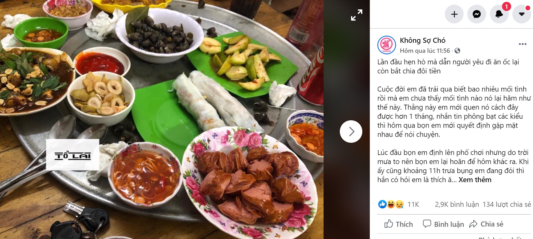 Hẹn hò lần đầu đã bắt nhà gái chia đôi tiền lại còn 'chẳng chịu ngoáy ốc cho em ăn', thanh niên bị 'đá gọn' trong vòng 3 nốt nhạc Hẹn hò lần đầu đã bắt nhà gái chia đôi tiền lại còn 'chẳng chịu ngoáy ốc cho em ăn', thanh niên bị 'đá gọn' trong vòng 3 nốt nhạc