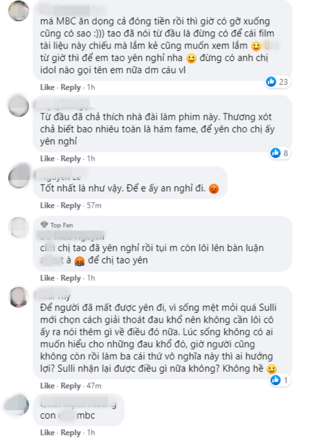 Gỡ bỏ phim tài liệu về Sulli vì tranh cãi căng thẳng, đài MBC vẫn bị khán giả chỉ trích - 4 Gỡ bỏ phim tài liệu về Sulli vì tranh cãi căng thẳng, đài MBC vẫn bị khán giả chỉ trích - 4