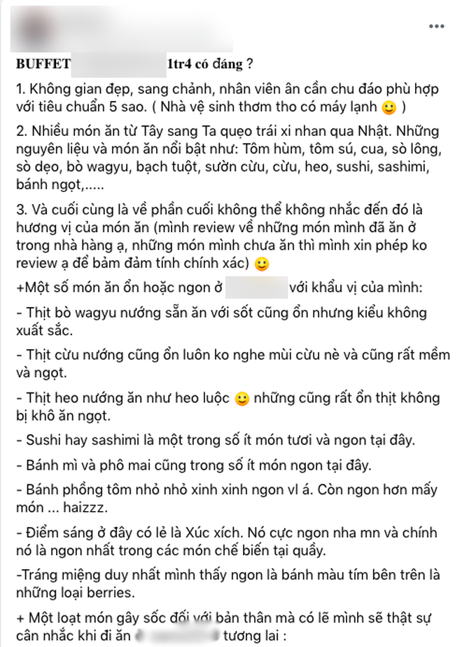 SỐC: Khách review buffet không ưng ý, nhân viên khách sạn 5 sao ở Sài Gòn mỉa mai '1tr4 to quá, ăn 140k ở chợ Bến Thành còn hơn đó' SỐC: Khách review buffet không ưng ý, nhân viên khách sạn 5 sao ở Sài Gòn mỉa mai '1tr4 to quá, ăn 140k ở chợ Bến Thành còn hơn đó'