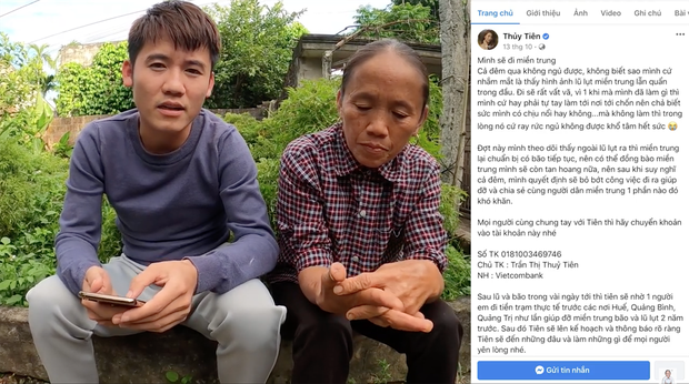 Bà Tân Vlog gửi thẳng 50 triệu đồng cho Thuỷ Tiên để ủng hộ cứu trợ đồng bào miền Trung Bà Tân Vlog gửi thẳng 50 triệu đồng cho Thuỷ Tiên để ủng hộ cứu trợ đồng bào miền Trung