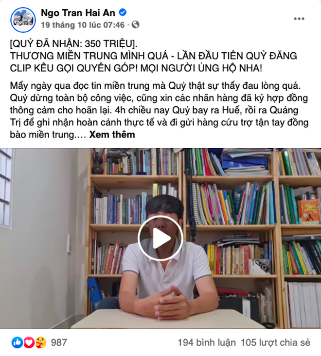 Cả 'vũ trụ vlogger' cùng đồng lòng hướng về miền Trung: Khoai Lang Thang kêu gọi được 1,65 tỷ đồng, Bà Tân Vlog gửi thẳng 50 triệu ủng hộ - 12 Cả 'vũ trụ vlogger' cùng đồng lòng hướng về miền Trung: Khoai Lang Thang kêu gọi được 1,65 tỷ đồng, Bà Tân Vlog gửi thẳng 50 triệu ủng hộ - 12