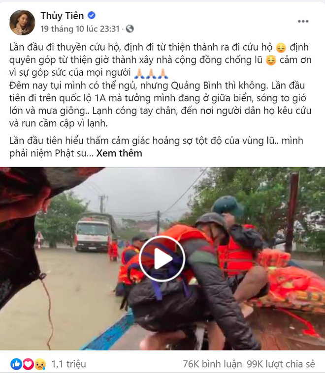 Những con số biết nói qua chuyến cứu trợ miền Trung của Thủy Tiên: Đằng sau 3 bài viết 1 triệu like và 100 tỷ là câu chuyện lòng tốt được lan tỏa - 3 Những con số biết nói qua chuyến cứu trợ miền Trung của Thủy Tiên: Đằng sau 3 bài viết 1 triệu like và 100 tỷ là câu chuyện lòng tốt được lan tỏa - 3