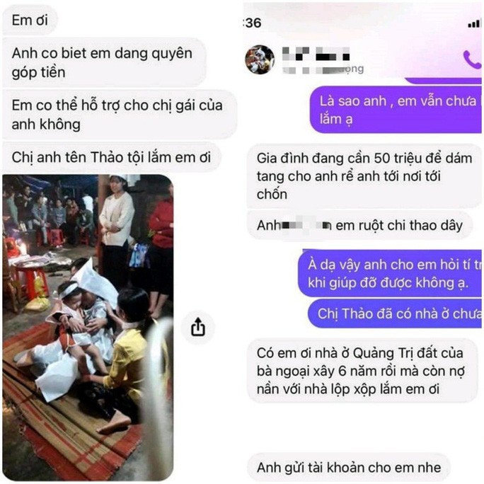 Giả danh người thân kêu gọi ủng hộ người phụ nữ mất chồng ở Rào Trăng 3 - 1 Giả danh người thân kêu gọi ủng hộ người phụ nữ mất chồng ở Rào Trăng 3 - 1