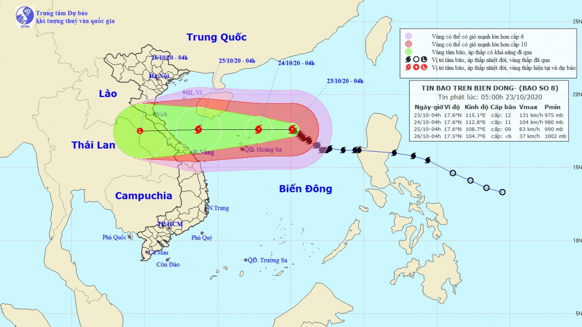 Bão số 8 trên Biển Đông hướng vào Hà Tĩnh, Quảng Trị Bão số 8 trên Biển Đông hướng vào Hà Tĩnh, Quảng Trị