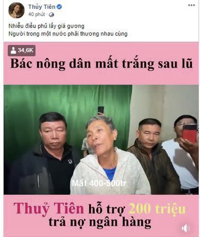 Tranh cãi số tiền 200 triệu Thuỷ Tiên tặng ông cụ ở miền Trung để... trả nợ ngân hàng - 1 Tranh cãi số tiền 200 triệu Thuỷ Tiên tặng ông cụ ở miền Trung để... trả nợ ngân hàng - 1