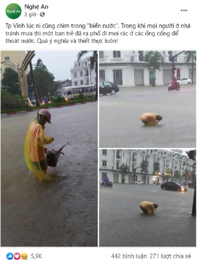Cô gái dũng cảm nhặt rác giữa dòng nước ngập sâu 'đốn tim' dân mạng Cô gái dũng cảm nhặt rác giữa dòng nước ngập sâu 'đốn tim' dân mạng