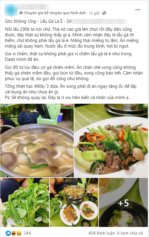 Quán Lẩu gà lá é Đà Lạt ở Hà Nội vừa được review khen đã có thực khách tới chê: Khách kêu 'lèo tèo', không đầy đặn như review, chủ quán thanh minh nhưng không được đồng tình? - 2 Quán Lẩu gà lá é Đà Lạt ở Hà Nội vừa được review khen đã có thực khách tới chê: Khách kêu 'lèo tèo', không đầy đặn như review, chủ quán thanh minh nhưng không được đồng tình? - 2