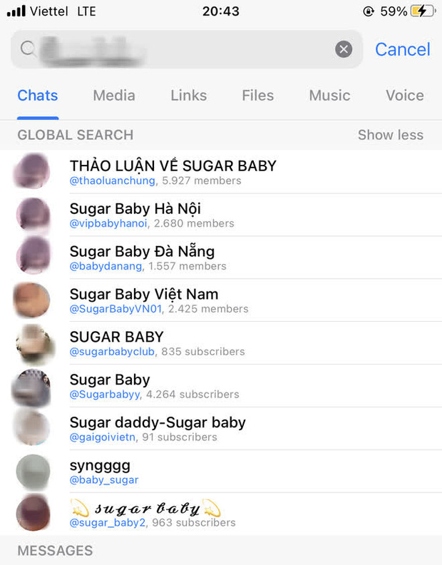 Telegram như một ổ tệ nạn: tràn lan hội nhóm tìm Sugar Baby, Sugar Daddy đến các động 'chào giá, share số' trá hình! Telegram như một ổ tệ nạn: tràn lan hội nhóm tìm Sugar Baby, Sugar Daddy đến các động 'chào giá, share số' trá hình!