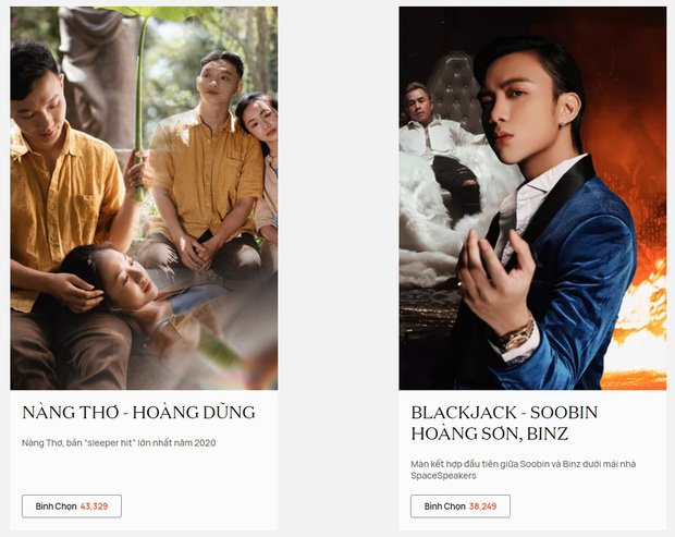 Cuộc đua như dành riêng cho Sơn Tùng M-TP và Jack: Lượng vote cứ tăng vèo vèo, bỏ xa loạt tên tuổi như Binz, Bích Phương, Min - 7 Cuộc đua như dành riêng cho Sơn Tùng M-TP và Jack: Lượng vote cứ tăng vèo vèo, bỏ xa loạt tên tuổi như Binz, Bích Phương, Min - 7