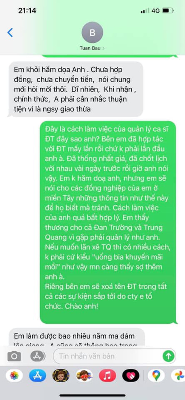 Quản lý Đan Trường bị tố 'lật show' phút chót vì gài thêm CS Trung Quang bất thành, đăng tâm thư giải thích - 4 Quản lý Đan Trường bị tố 'lật show' phút chót vì gài thêm CS Trung Quang bất thành, đăng tâm thư giải thích - 4