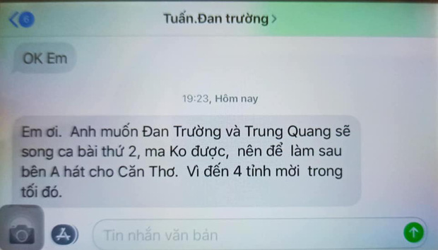 Quản lý Đan Trường bị tố 'lật show' phút chót vì gài thêm CS Trung Quang bất thành, đăng tâm thư giải thích - 3 Quản lý Đan Trường bị tố 'lật show' phút chót vì gài thêm CS Trung Quang bất thành, đăng tâm thư giải thích - 3