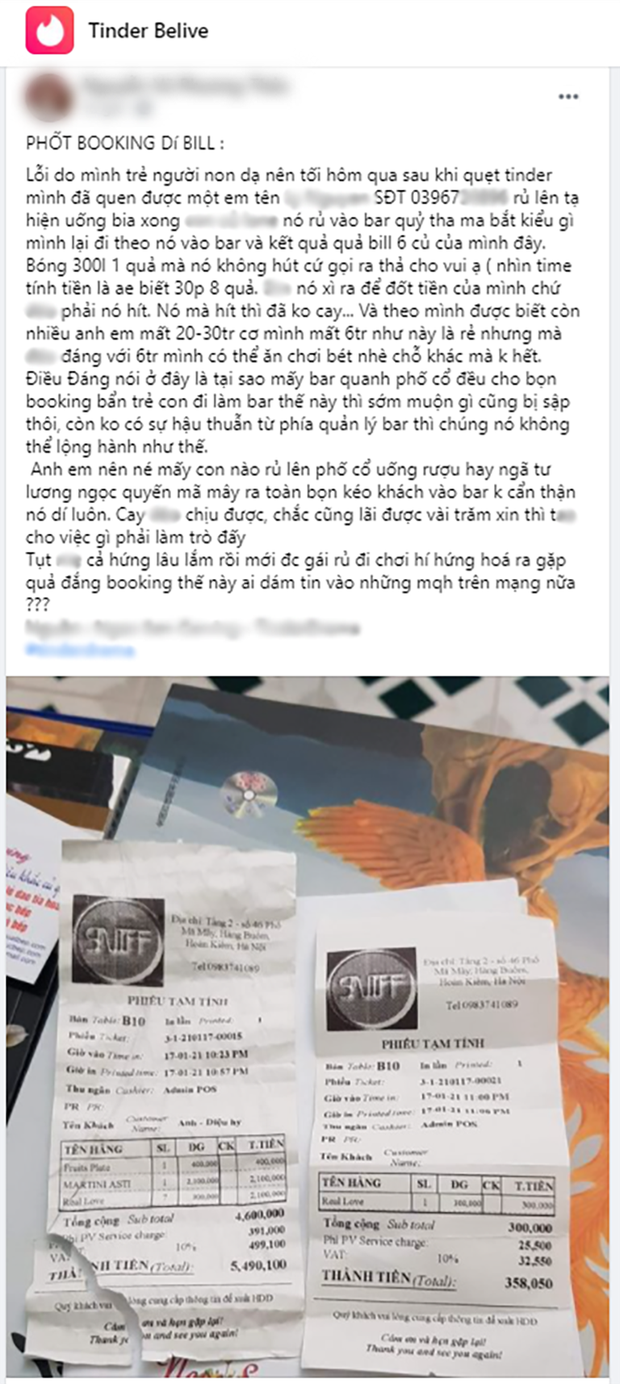 Tưởng tìm được real love trên Tinder, chàng trai cầm bill 6 triệu ngay buổi hẹn đầu tiên mới ngã ngửa vì gặp phải 'em gái booking' - 2 Tưởng tìm được real love trên Tinder, chàng trai cầm bill 6 triệu ngay buổi hẹn đầu tiên mới ngã ngửa vì gặp phải 'em gái booking' - 2