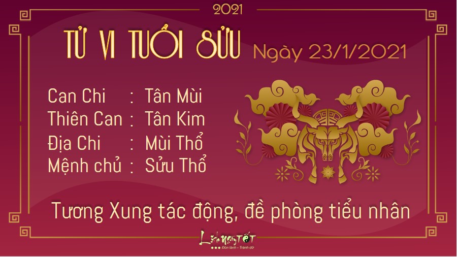 Tử vi thứ 7 ngày 23/01/2021 của 12 con giáp: Sửu đề phòng tiểu nhân, Tý ví tiền rủng rỉnh - 1 Tử vi thứ 7 ngày 23/01/2021 của 12 con giáp: Sửu đề phòng tiểu nhân, Tý ví tiền rủng rỉnh - 1