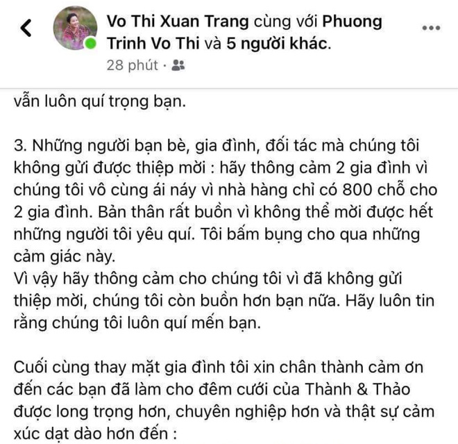 Mẹ vợ Phan Thành tiết lộ đám cưới: Suýt thì không thể tổ chức, 800 chỗ nhưng vẫn thiếu bàn - 2 Mẹ vợ Phan Thành tiết lộ đám cưới: Suýt thì không thể tổ chức, 800 chỗ nhưng vẫn thiếu bàn - 2