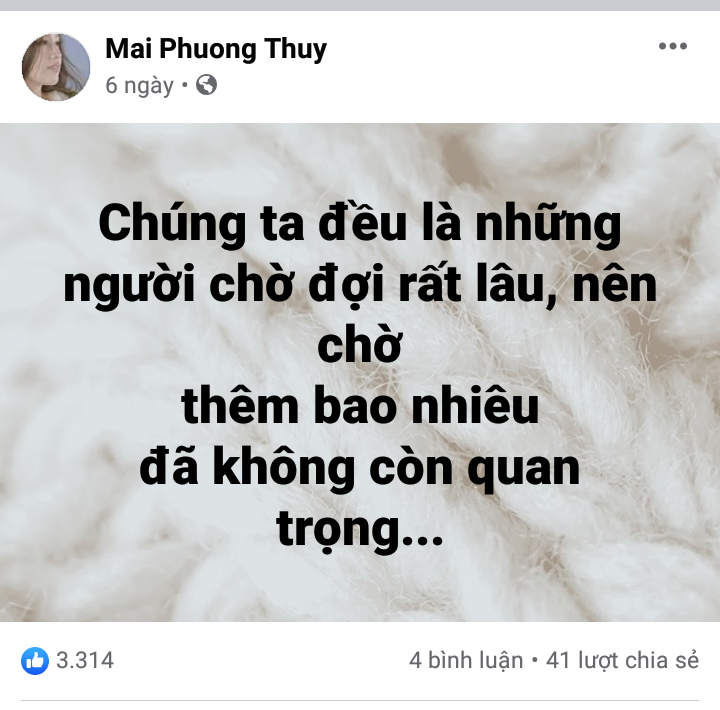 Sau loạt trạng thái tâm trạng, Mai Phương Thúy bất ngờ thừa nhận chỉ muốn nhận được sự chú ý? - 6 Sau loạt trạng thái tâm trạng, Mai Phương Thúy bất ngờ thừa nhận chỉ muốn nhận được sự chú ý? - 6