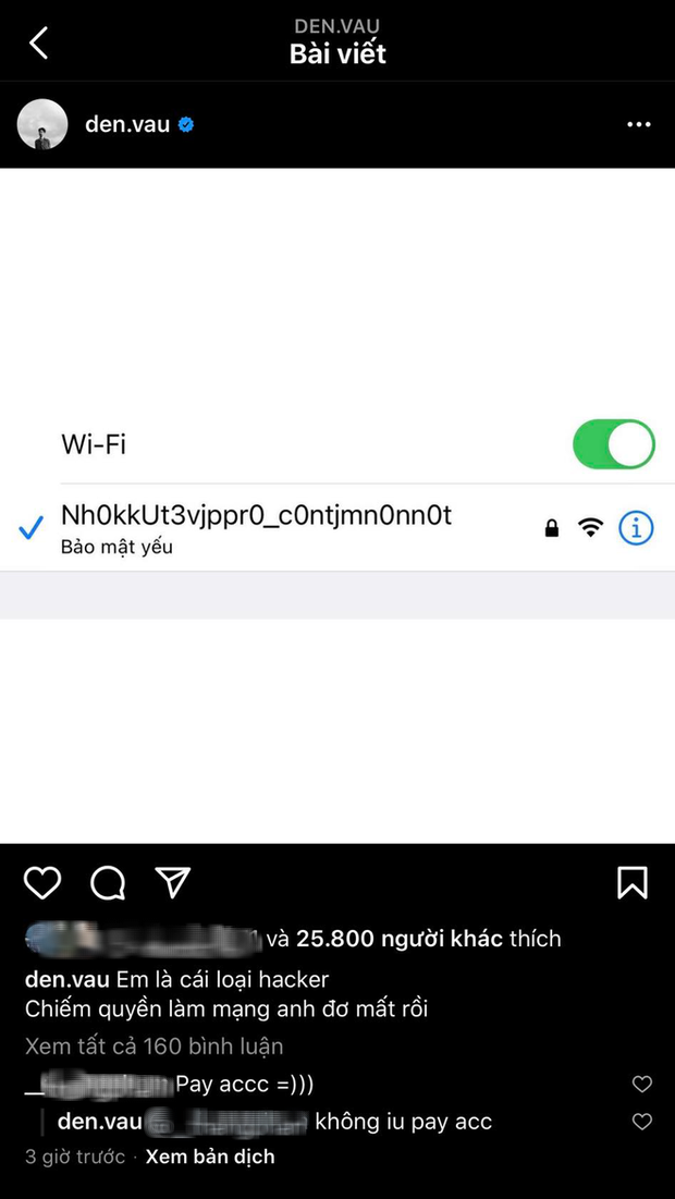 Đen Vâu up ảnh tên Wi-Fi đầy ẩn ý khiến cộng đồng mạng được phen dậy sóng! Đen Vâu up ảnh tên Wi-Fi đầy ẩn ý khiến cộng đồng mạng được phen dậy sóng!