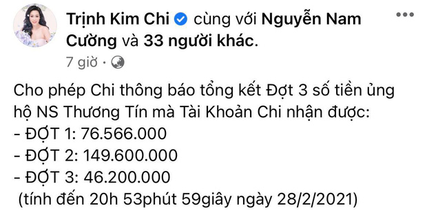 NS Trịnh Kim Chi công bố đã kêu gọi được hơn 270 triệu giúp đỡ NS Thương Tín, con gái vừa đến thăm bố ở bệnh viện NS Trịnh Kim Chi công bố đã kêu gọi được hơn 270 triệu giúp đỡ NS Thương Tín, con gái vừa đến thăm bố ở bệnh viện