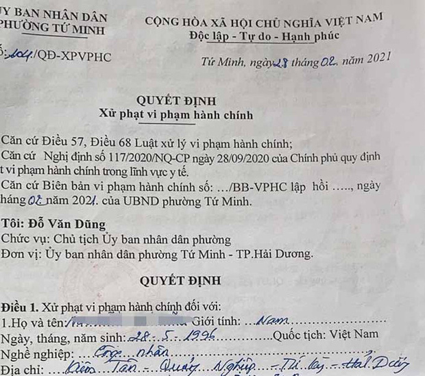 Hẹn hò trong thời gian cách ly xã hội, nam thanh niên bị phạt 1 triệu đồng Hẹn hò trong thời gian cách ly xã hội, nam thanh niên bị phạt 1 triệu đồng
