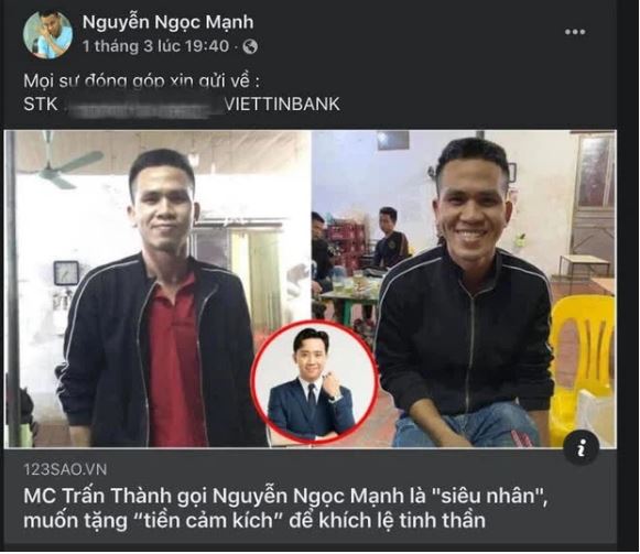 Trấn Thành tặng quà người hùng 'Super Mạnh' 10 triệu đồng, Facebook lập tức xuất hiện đầy rẫy tài khoản mạo danh xin tài trợ trơ trẽn! - 2 Trấn Thành tặng quà người hùng 'Super Mạnh' 10 triệu đồng, Facebook lập tức xuất hiện đầy rẫy tài khoản mạo danh xin tài trợ trơ trẽn! - 2