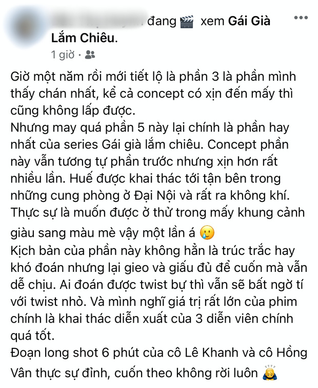 MXH bùng nổ phản ứng của những khán giả đầu tiên xem 'Gái già lắm chiêu V' - 4 MXH bùng nổ phản ứng của những khán giả đầu tiên xem 'Gái già lắm chiêu V' - 4