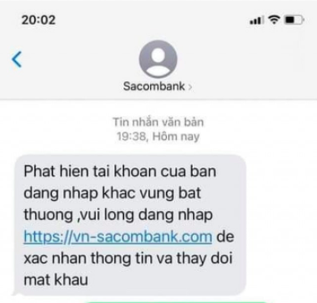Cảnh báo: Hàng loạt đầu số giả danh các ngân hàng lớn như Vietcombank, ACB, Sacombank... liên tục gửi tin nhắn lừa đảo - 1 Cảnh báo: Hàng loạt đầu số giả danh các ngân hàng lớn như Vietcombank, ACB, Sacombank... liên tục gửi tin nhắn lừa đảo - 1