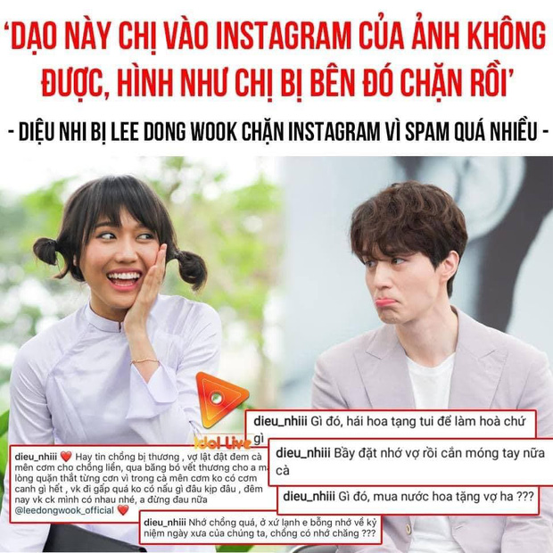 Diệu Nhi bị tài tử Lee Dong Wook chặn Instagram vì liên hoàn spam bình luận? - 1 Diệu Nhi bị tài tử Lee Dong Wook chặn Instagram vì liên hoàn spam bình luận? - 1