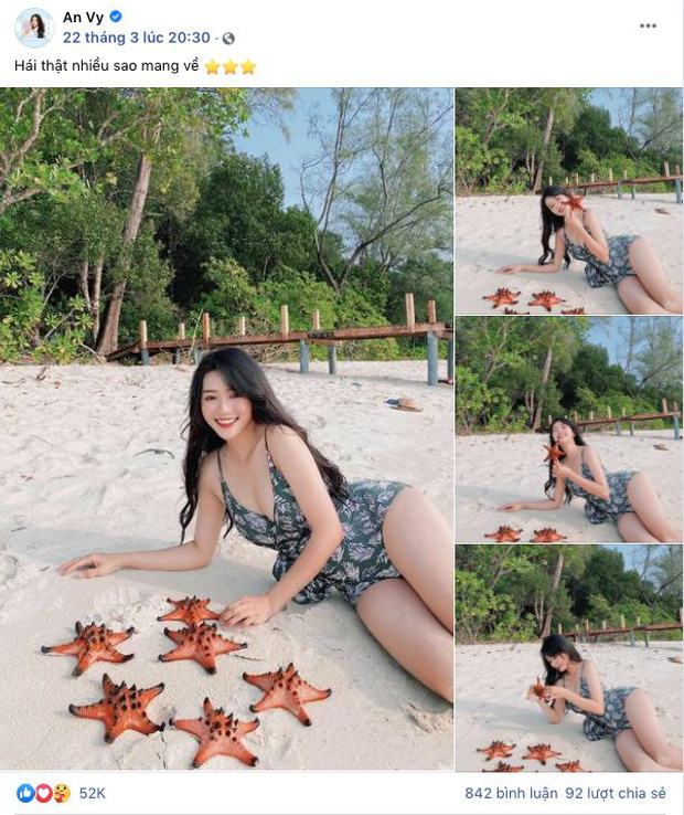 An Vy - gái xinh mặc bikini check in với sao biển đang bị cõi mạng 'ném đá' là ai? An Vy - gái xinh mặc bikini check in với sao biển đang bị cõi mạng 'ném đá' là ai?