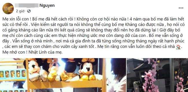 Gia đình bé Nhật Linh không còn cơ hội kháng cáo, vụ án chính thức khép lại, người mẹ chia sẻ cảm xúc đầy chua xót - 2 Gia đình bé Nhật Linh không còn cơ hội kháng cáo, vụ án chính thức khép lại, người mẹ chia sẻ cảm xúc đầy chua xót - 2