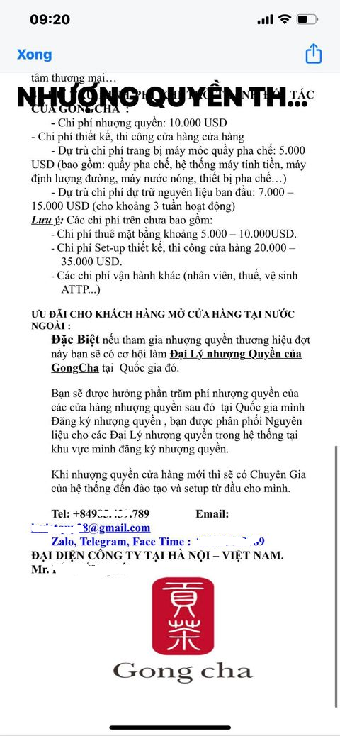 Thương hiệu trà sữa Gong Cha bị giả mạo, lừa bán nhượng quyền đến hàng trăm triệu đồng - 1 Thương hiệu trà sữa Gong Cha bị giả mạo, lừa bán nhượng quyền đến hàng trăm triệu đồng - 1