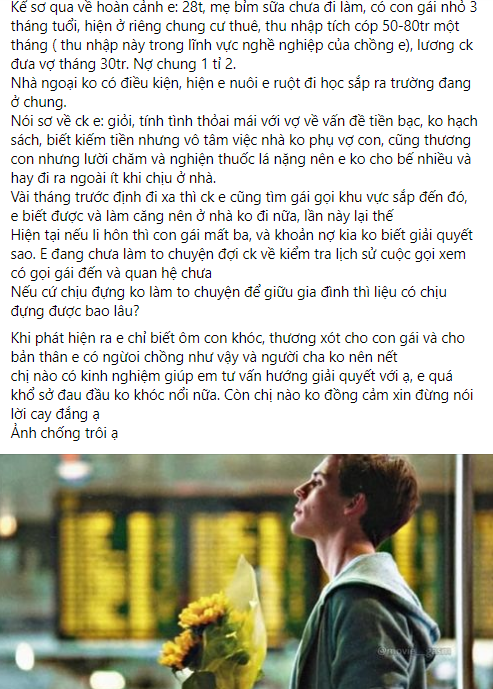 Chồng đưa vợ mỗi tháng 30 triệu nhưng lại có 'sở thích bệnh hoạn', sau mỗi chuyến công tác của anh ta cô lại 1 lần đau đớn, dằn vặt Chồng đưa vợ mỗi tháng 30 triệu nhưng lại có 'sở thích bệnh hoạn', sau mỗi chuyến công tác của anh ta cô lại 1 lần đau đớn, dằn vặt