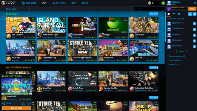 Core: vũ trụ game đa chức năng vừa cho chơi miễn phí lại vừa giúp bạn làm game, xứng đáng với cái tên '9999 in 1' Core: vũ trụ game đa chức năng vừa cho chơi miễn phí lại vừa giúp bạn làm game, xứng đáng với cái tên '9999 in 1'