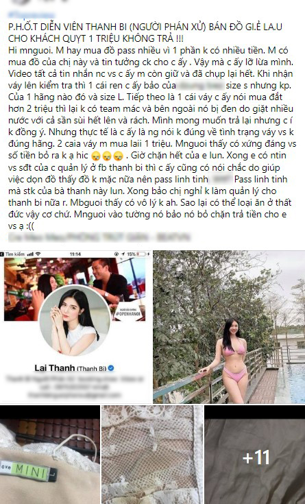 Mỹ nhân 'Người phán xử' và là 'tình cũ' Quang Lê bị bóc phốt bán đồ như giẻ lau vừa rách vừa bẩn, quỵt 1 triệu đồng của khách rồi 'lặn mất tăm' Mỹ nhân 'Người phán xử' và là 'tình cũ' Quang Lê bị bóc phốt bán đồ như giẻ lau vừa rách vừa bẩn, quỵt 1 triệu đồng của khách rồi 'lặn mất tăm'