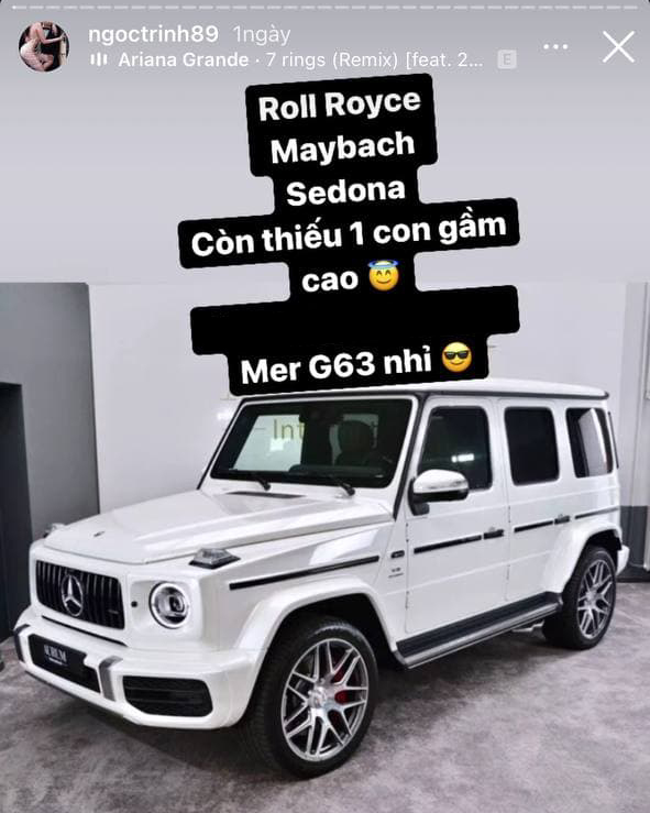 Sau Rolls-Royce Ghost, Ngọc Trinh đặt mục tiêu đưa Mercedes-AMG G 63 về garage Sau Rolls-Royce Ghost, Ngọc Trinh đặt mục tiêu đưa Mercedes-AMG G 63 về garage