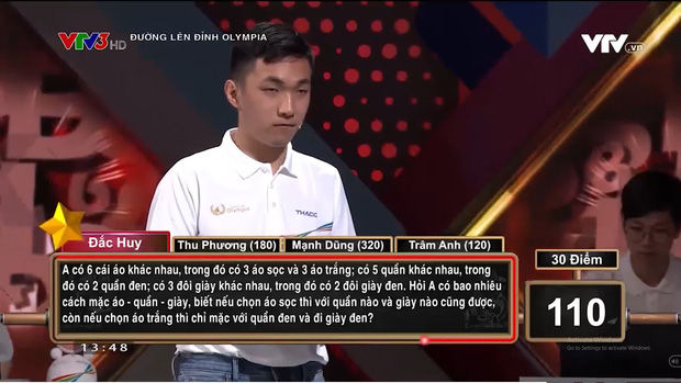 Bài toán tính cách chọn áo - quần - giày dài tít mù của Olympia, tưởng khó lắm ai ngờ đáp án lại dễ quá chừng, thí sinh nghe xong tiếc hùi hụi Bài toán tính cách chọn áo - quần - giày dài tít mù của Olympia, tưởng khó lắm ai ngờ đáp án lại dễ quá chừng, thí sinh nghe xong tiếc hùi hụi