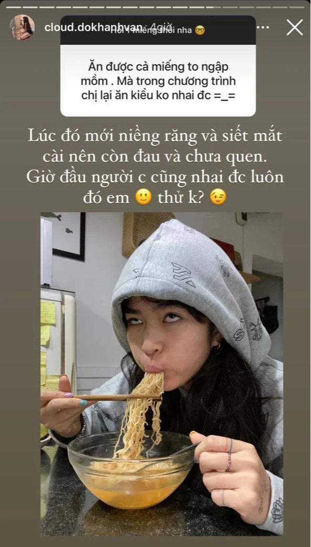Bị thắc mắc về chuyện ăn uống ở Sao Nhập Ngũ, Khánh Vân 'đanh đá' đáp trả: 'Giờ đầu người cũng nhai được luôn!' Bị thắc mắc về chuyện ăn uống ở Sao Nhập Ngũ, Khánh Vân 'đanh đá' đáp trả: 'Giờ đầu người cũng nhai được luôn!'