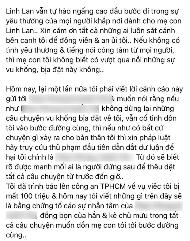 Linh Lan chính thức lên tiếng vì bị tố là đồng phạm trong vụ lừa đảo 100 triệu chi phí tang lễ của NS Vân Quang Long - 1 Linh Lan chính thức lên tiếng vì bị tố là đồng phạm trong vụ lừa đảo 100 triệu chi phí tang lễ của NS Vân Quang Long - 1