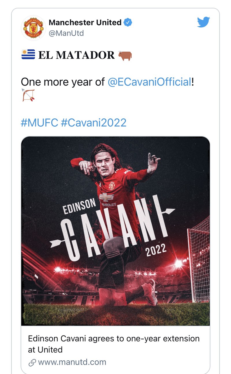 Nóng: Cavani chính thức gia hạn hợp đồng với MU - 1 Nóng: Cavani chính thức gia hạn hợp đồng với MU - 1