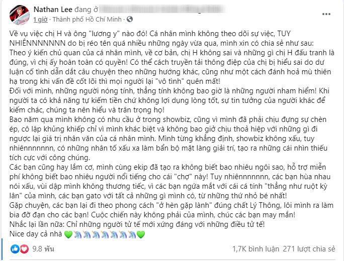 Nathan Lee bất ngờ lên tiếng bênh vực đại gia Phương Hằng giữa bão drama đấu tố nghệ sĩ Vbiz: 'Về cơ bản chị không sai' Nathan Lee bất ngờ lên tiếng bênh vực đại gia Phương Hằng giữa bão drama đấu tố nghệ sĩ Vbiz: 'Về cơ bản chị không sai'