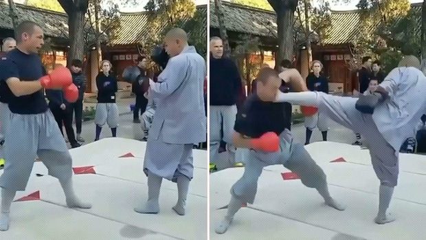 Cao tăng Thiếu Lâm gây sốt với cú đá cực 'đỉnh', khiến đối thủ văng ra cả mét - 1 Cao tăng Thiếu Lâm gây sốt với cú đá cực 'đỉnh', khiến đối thủ văng ra cả mét - 1