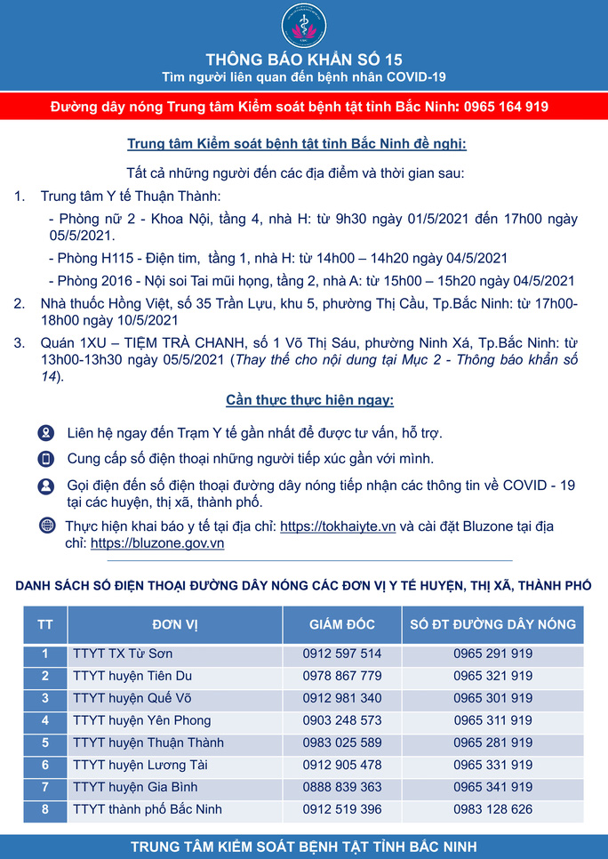 Hỏa tốc giãn cách xã hội toàn huyện Yên Phong của Bắc Ninh từ 14 giờ ngày 15-5 - 1 Hỏa tốc giãn cách xã hội toàn huyện Yên Phong của Bắc Ninh từ 14 giờ ngày 15-5 - 1