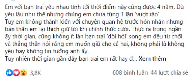 Yêu 4 năm nhưng không chịu cưới vì chờ bằng được bạn gái có bầu, chàng trai nhận về "bài dạy dỗ" không tưởng Yêu 4 năm nhưng không chịu cưới vì chờ bằng được bạn gái có bầu, chàng trai nhận về "bài dạy dỗ" không tưởng