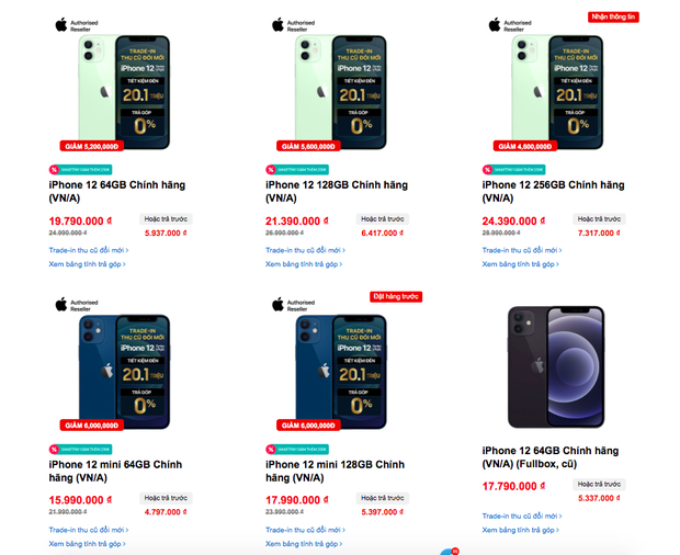 Các mẫu iPhone 12 đang giảm giá mạnh, đặc biệt là iPhone 12 Pro giảm tới 8,5 triệu đồng Các mẫu iPhone 12 đang giảm giá mạnh, đặc biệt là iPhone 12 Pro giảm tới 8,5 triệu đồng