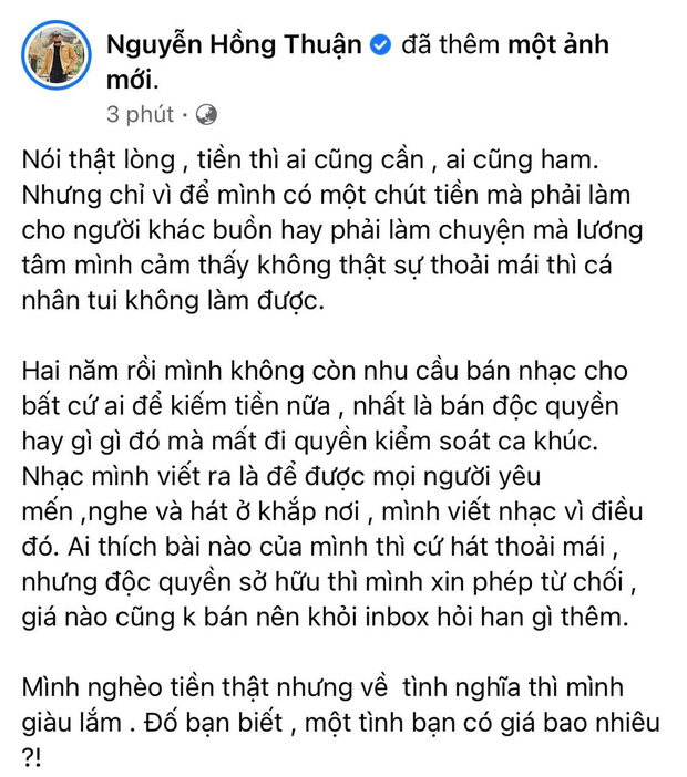 Nhạc sĩ Nguyễn Hồng Thuận nêu quan điểm khác 180 độ với Khắc Việt giữa lùm xùm Nathan Lee 'chốt đơn' loạt hit của Cao Thái Sơn Nhạc sĩ Nguyễn Hồng Thuận nêu quan điểm khác 180 độ với Khắc Việt giữa lùm xùm Nathan Lee 'chốt đơn' loạt hit của Cao Thái Sơn
