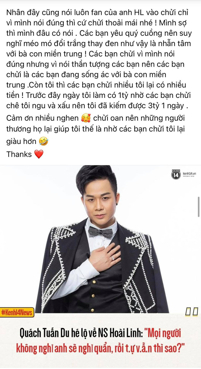 'Đại khẩu chiến' showbiz giữa vụ NS Hoài Linh kêu gọi 13,7 tỷ: Dàn sao thẳng tay block nhau, có 2 nhân vật đối đầu 1:1 cực căng - 5 'Đại khẩu chiến' showbiz giữa vụ NS Hoài Linh kêu gọi 13,7 tỷ: Dàn sao thẳng tay block nhau, có 2 nhân vật đối đầu 1:1 cực căng - 5
