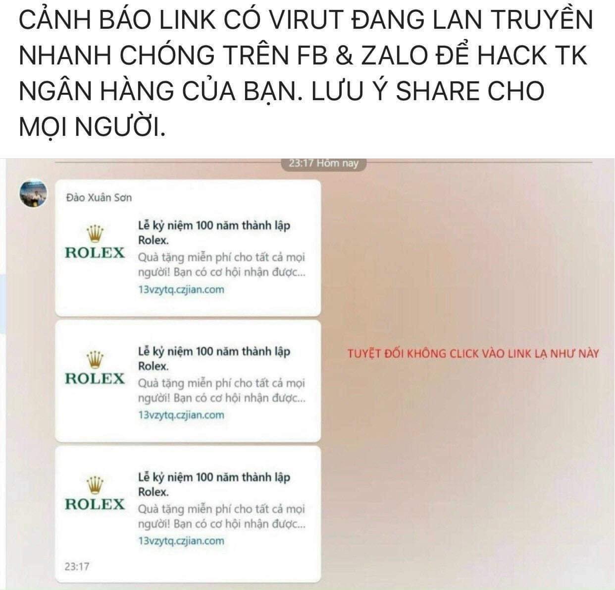 Click vào quảng cáo 'trúng thưởng đồng hồ Rolex', coi chừng mất tài khoản ngân hàng Click vào quảng cáo 'trúng thưởng đồng hồ Rolex', coi chừng mất tài khoản ngân hàng