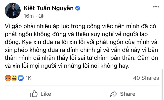 Stylist xúc phạm người lao động tiếp tục đăng bài 'cảm ơn những lời nặng nhẹ' nhưng vội xoá ngay? Stylist xúc phạm người lao động tiếp tục đăng bài 'cảm ơn những lời nặng nhẹ' nhưng vội xoá ngay?