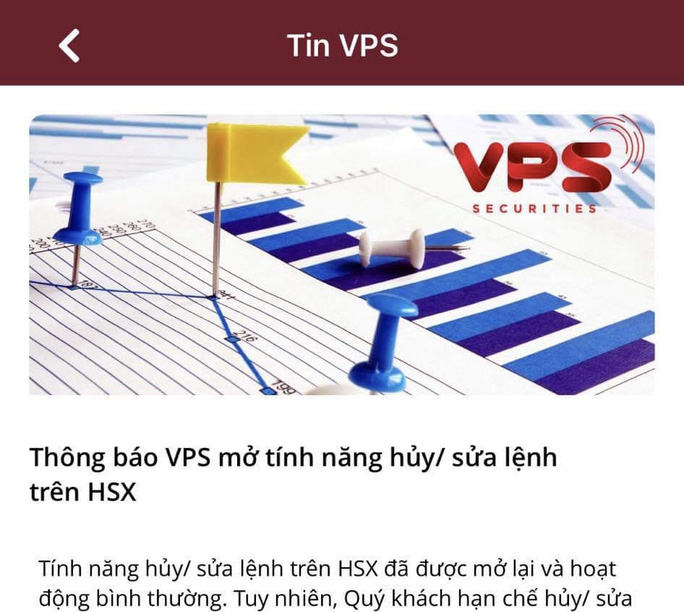 Các công ty chứng khoán mở lại tính năng sửa, hủy lệnh Các công ty chứng khoán mở lại tính năng sửa, hủy lệnh